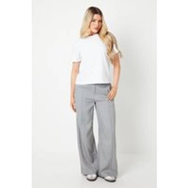Womens Gingham Wide Leg Trouser - Mono - 6