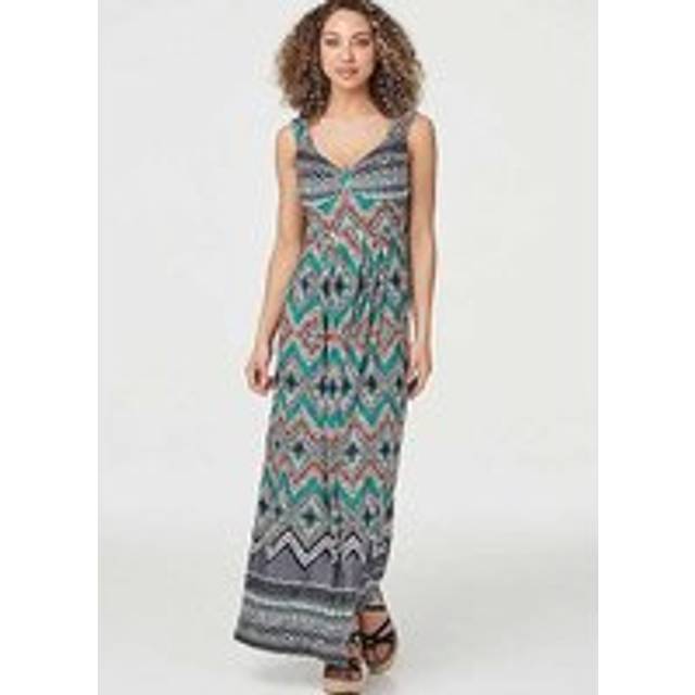 Izabel London Tie Dye Print A-Line Maxi Dress In Green - 18
