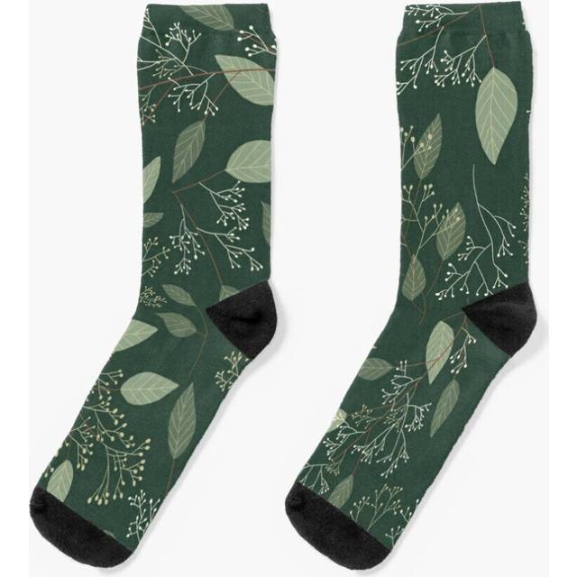 Dress Socks Eucalyptus Dark Green Floral Aesthetic Pattern Novelty Fancy Crazy Pattern Crew Casual for Men Women