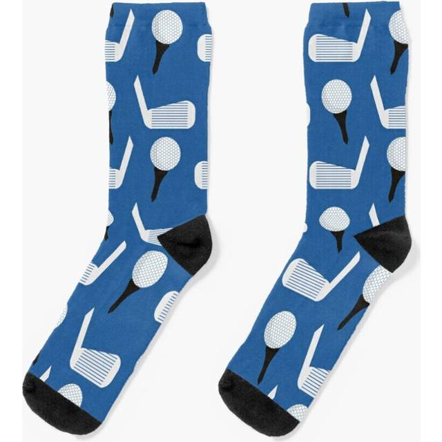 Dress Socks Golf Pattern (Blue) Novelty Fancy Crazy Pattern Crew Casual for Men Women