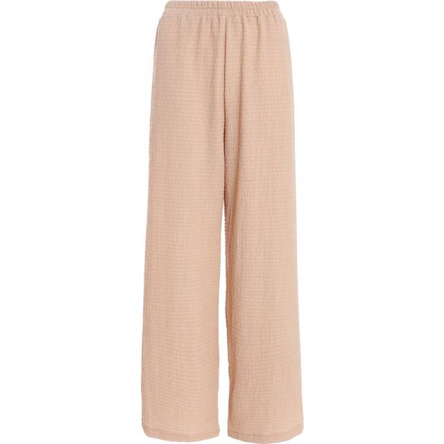 Quiz Womens Stone High Waist Textured Palazzo Trousers - Size Large