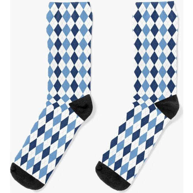 Dress Socks Navy Carolina Argyle Novelty Fancy Crazy Pattern Crew Casual for Men Women