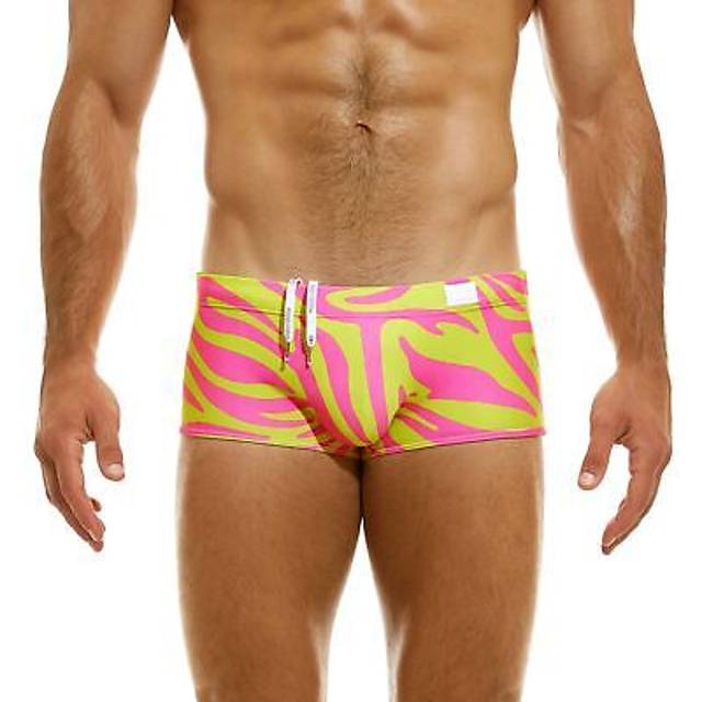 Designer Tiger Print Swimming Trunks - Neon Yellow