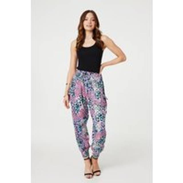 Izabel London Multi Pink Animal Print High Waist Harem Pants - Pink Multi