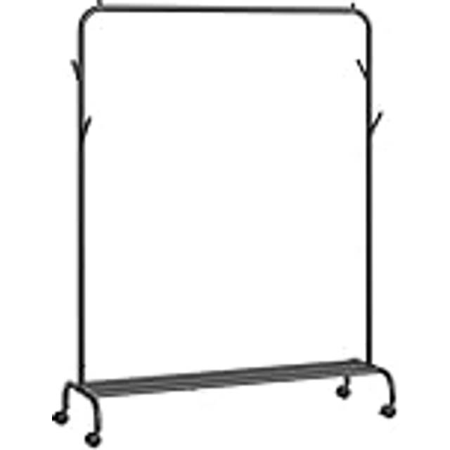 SONGMICS Clothes Rail, Clothes Rack, Single Clothes Hanging Rail, Heavy-Duty Metal Frame, With Wheels And Shelf, 50 Kg Total Max. Load, 103.5 Cm Wide, Clothing