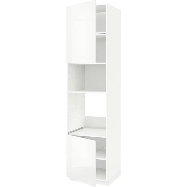 METOD högsk f ugn/mikro m 2 drr/hyllplan, vit/Ringhult vit, 60x60x240 cm