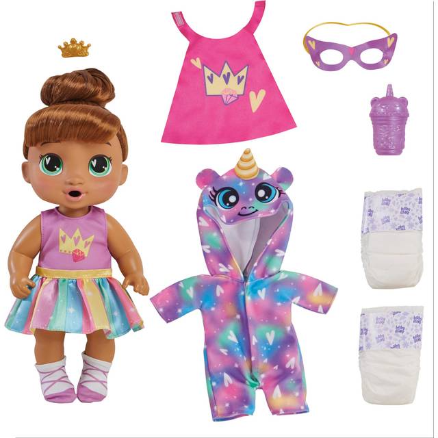 Baby Alive Super BFF Sophia Sparkle Brown Hair Dress Up Baby Doll Playset  11 Inches  Toys for 3 Year Old Girls & Boys & Up (Amazon Exclusive)