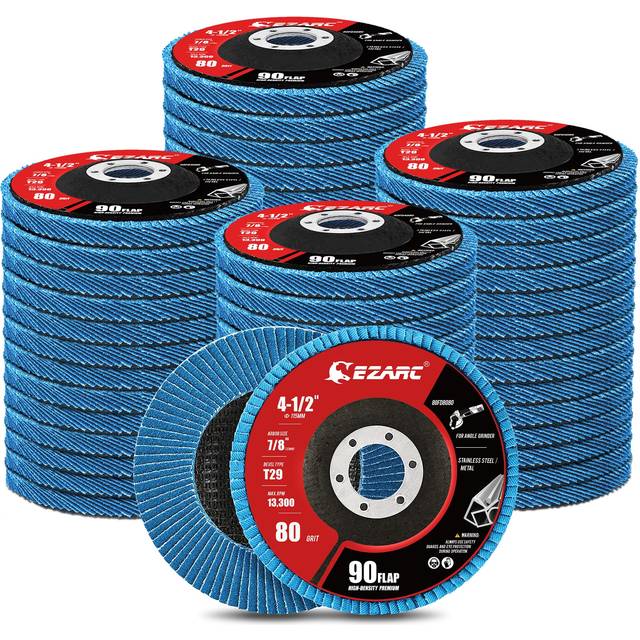 EZARC Flap Discs 40 Grit  4 1/2 x 7/8-Inch Flap Sanding Disc  Type 29 Zirconia Grinding Wheel for Stainless Steel  Sheet Metal (50 Pack)