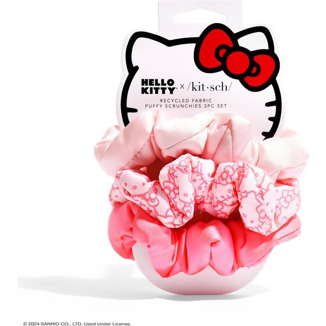 Hello Kitty x Kitsch Recycled Fabric Puffy Scrunchies 3pc Set Colour: Red