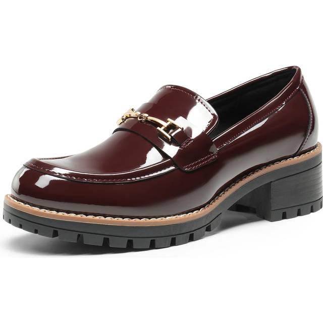 DREAM PAIRS Women's Chunky Loafers  Platform Comfortable Slip-On Dressy Business Casual Shoes  SDLS2410W Size 11 Burgundy-Pat