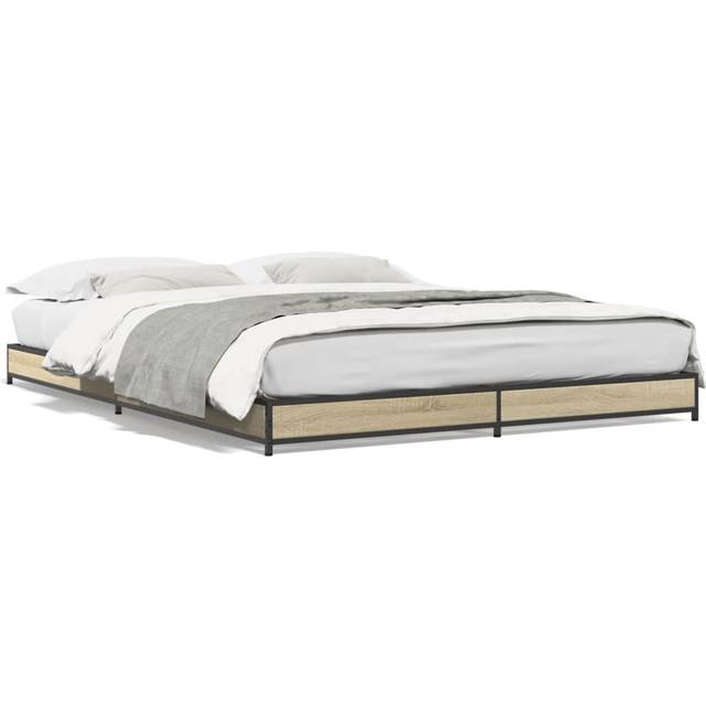 vidaXL Bed Frame without Mattress Sonoma Oak 135x190 cm Double - Brown