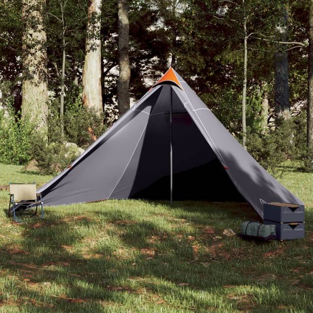 vidaXL Familjetält tipi 7 person grå och orange vattentätt