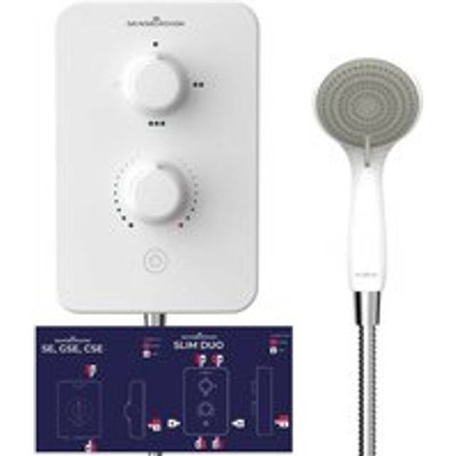 Se 10.5kw Electric Shower White Chrome Slim Duo Replacement Shower - Gainsborough