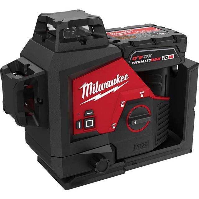 Milwaukee M123PL-401C 12V Green 360° 3-Plane Laser 4Ah Battery Charger and Case