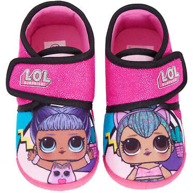 (10 UK Child) LOL Surprise Dolls Slippers Girls Easy Fasten Indoor House Pink Shoes Infants