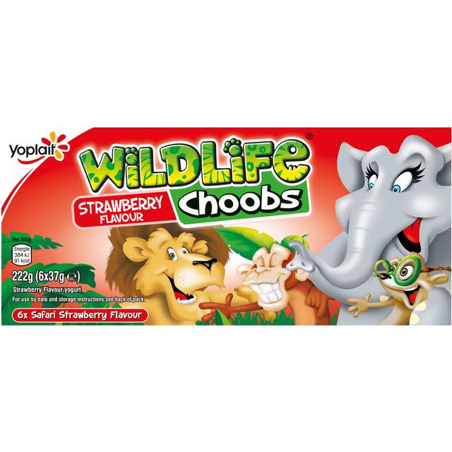 Wildlife Choobs Kids Strawberry Yoghurt Tubes 6 x 37g