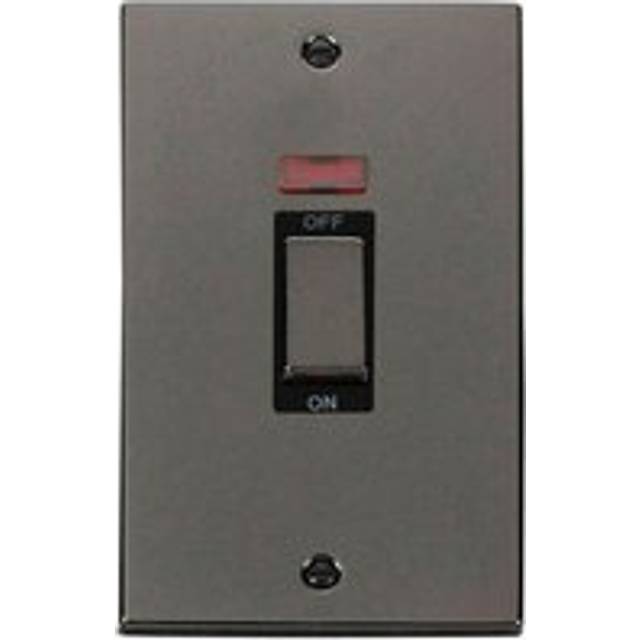 Black Nickel 2 Gang Ingot Size 45A Switch With Neon - Black Trim Se Home