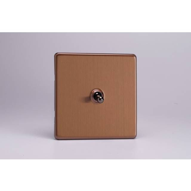 Varilight Urban 1G 10A Toggle Switch Brushed Bronze Screw Less Plate