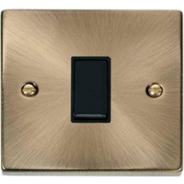 Se Home - Antique Brass 10A 1 Gang 2 Way Light Switch - Black Trim