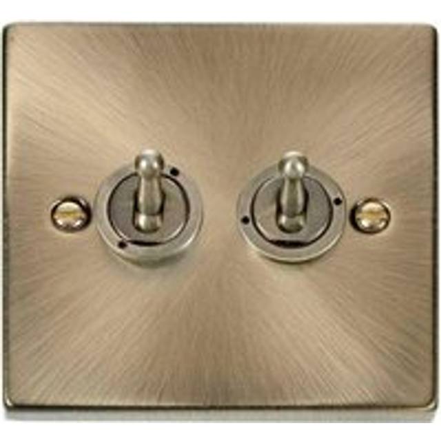 Antique Brass 2 Gang 2 Way 10AX Toggle Light Switch