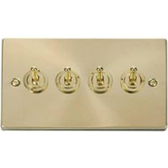 Satin / Brushed Brass 4 Gang 2 Way 10AX Toggle Light Switch Se Home