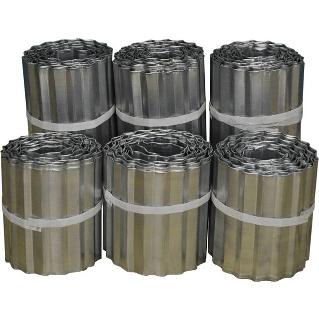 Set of 6 Galvanised Steel Lawn Edging Rolls (16.5cm x 5m)