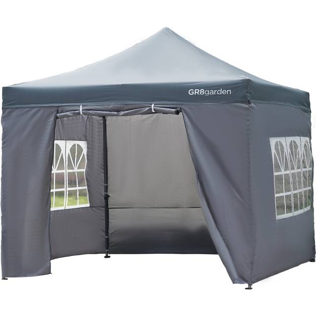 Commercial Grade Grey Pop Up Gazebo Waterproof Heavy Duty Tent 3x3m