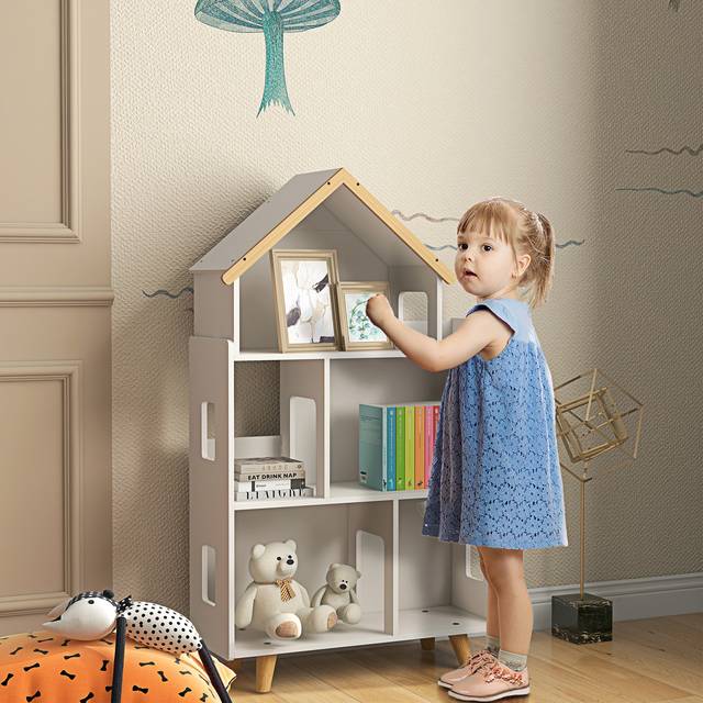 Zonekiz 3 Tier Toy Storage Shelf With 6 Cubby For Playroom, Bedroom, White, White