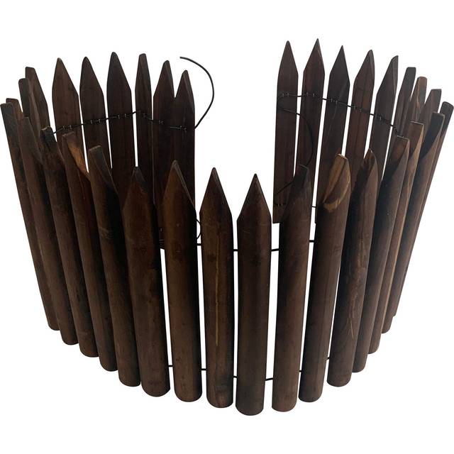 Worth Garden Wooden Short Fence Edging Burnt Wood Finish Outdoor Garde