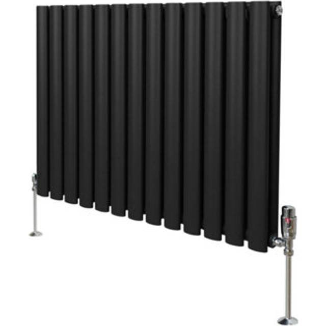 Monster Shop 3489BTU Black Oval Column Radiator and Valves 1600 x 780mm - MonsterShop - 60 x 78 x 7.8cm