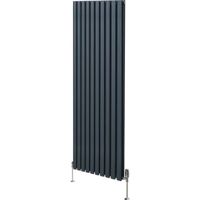 Monster Shop Oval Column Radiator & Valves - 1800Mm X 600Mm - Anthracite Grey, Grey