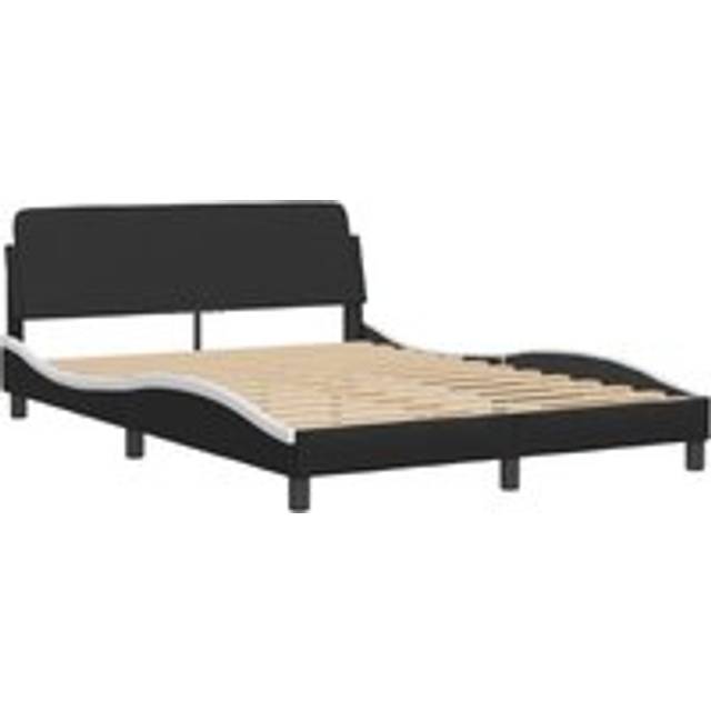 vidaXL Bed Frame "Dover" Black and White 135x190 cm Double Faux Leather