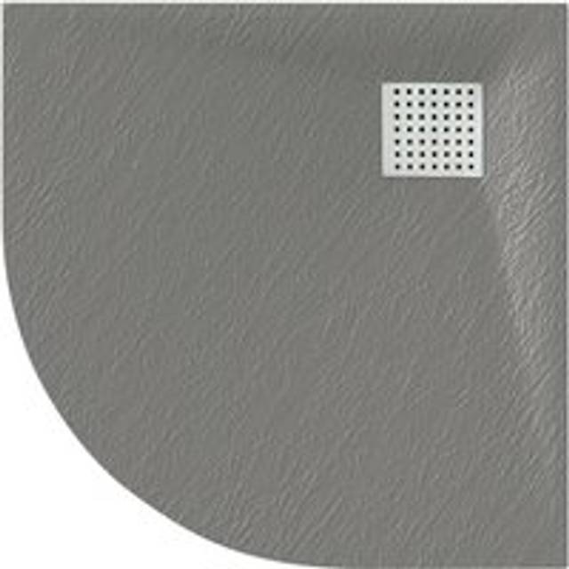 GravaHaus Luxury 900 X 900mm Low Profile Textured Quadrant Shower Tray And Waste - Quad Grey - One Size