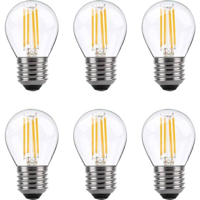 (6 Pack) LED Filament Light Bulb G45 Golf Ball E27 Screw 5.9w equiv brightness 80w Warm White Mini Globe 2700K Chandelier Energy Saving