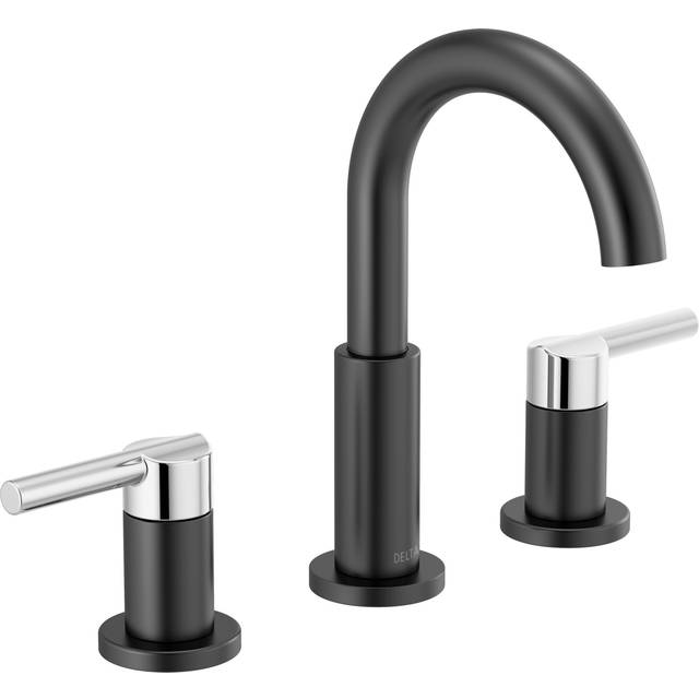 DELTA Faucet Nicoli Widespread Bathroom Faucet 3 Hole  BlackChrome Bathroom Faucet  Bathroom Sink Faucet  2 Handle Bathroom Fau