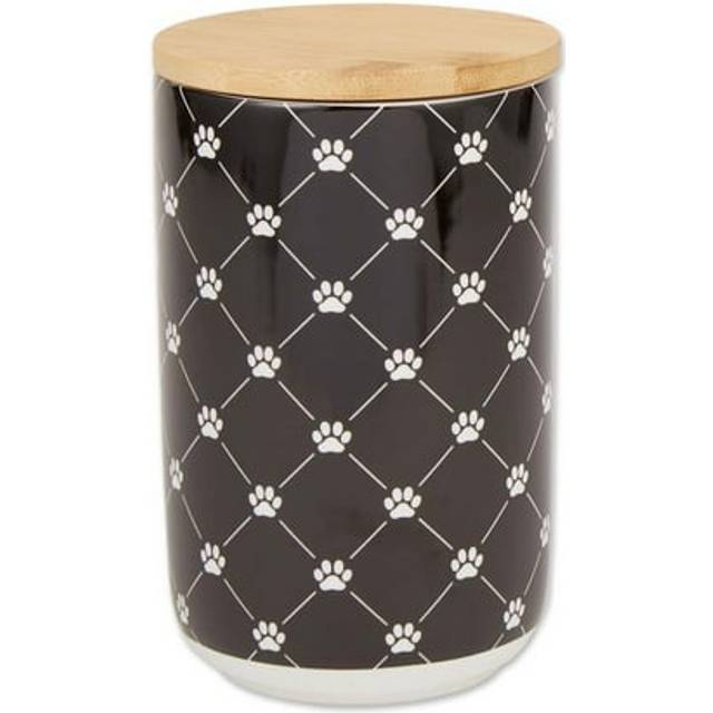 DII Black Trellis Paw Ceramic Treat Canister