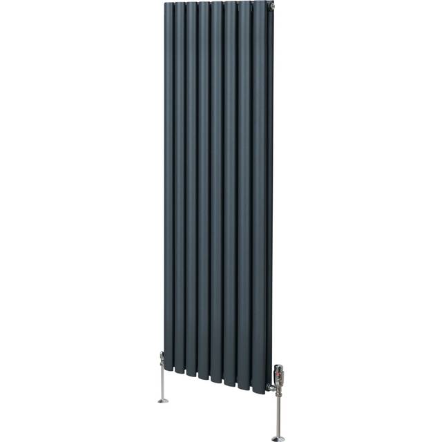 Monster Shop 5593BTU Anthracite Grey Oval Column Radiator and Valves 1600 x 480mm - MonsterShop - 160 x 48 x 7.8cm