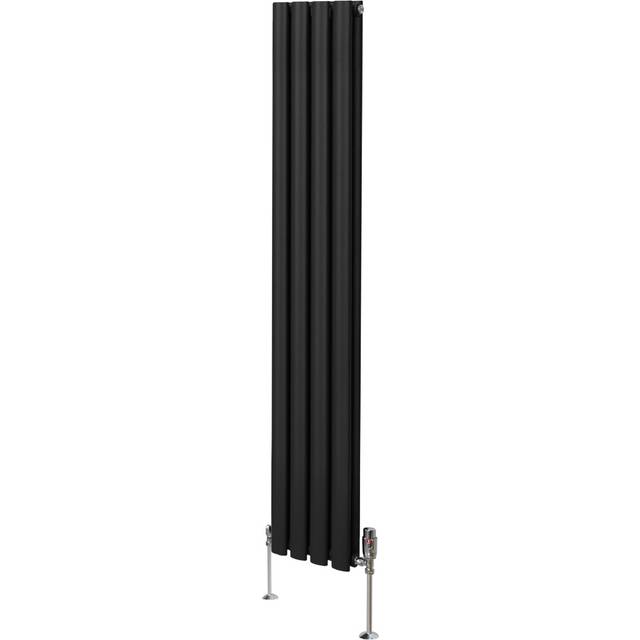 Monster Shop 2797BTU Black Oval Column Radiator and Valves 1600 x 240mm - MonsterShop - 160 x 24 x 7.8cm