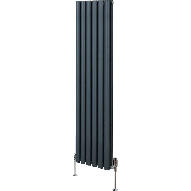 Monster Shop Oval Column Radiator & Valves - 1600Mm X 360Mm - Anthracite Grey, Grey