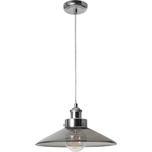Litecraft Ceiling Pendant Light With Smoke Tint Shade - Chrome
