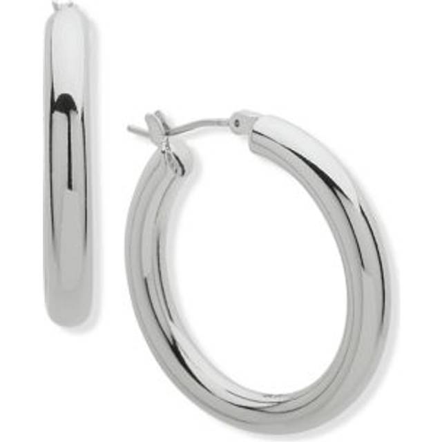 DKNY Silver Tone 30mm Hoop Earrings