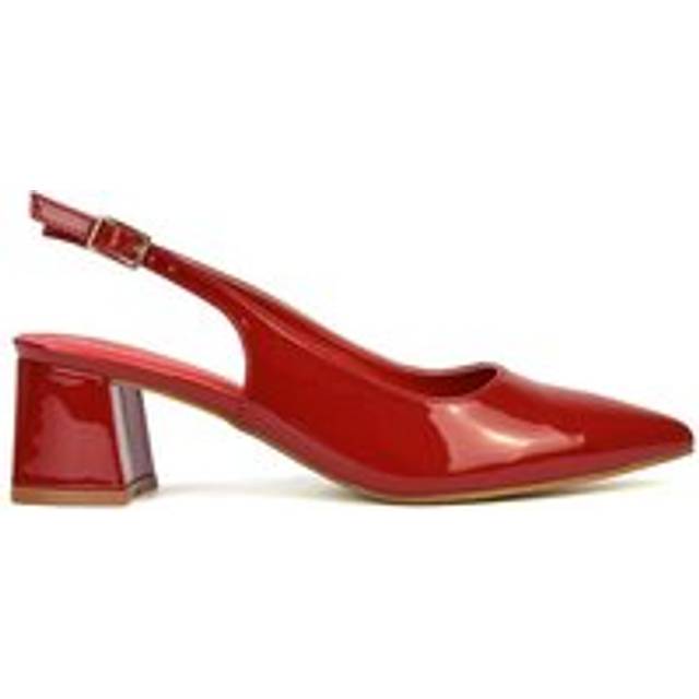 'Becky' Pointed Toe Slingback Court Shoe Heels - Red - 5
