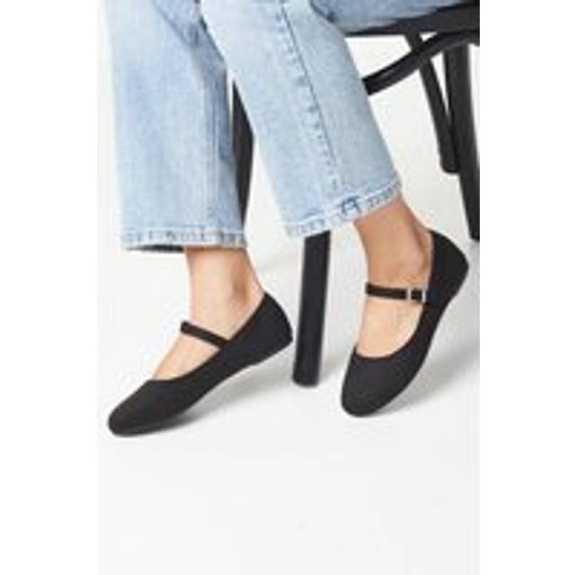 Womens Wide Fit Catrina Mary Jane Ballet Pumps - Natural Black - 3