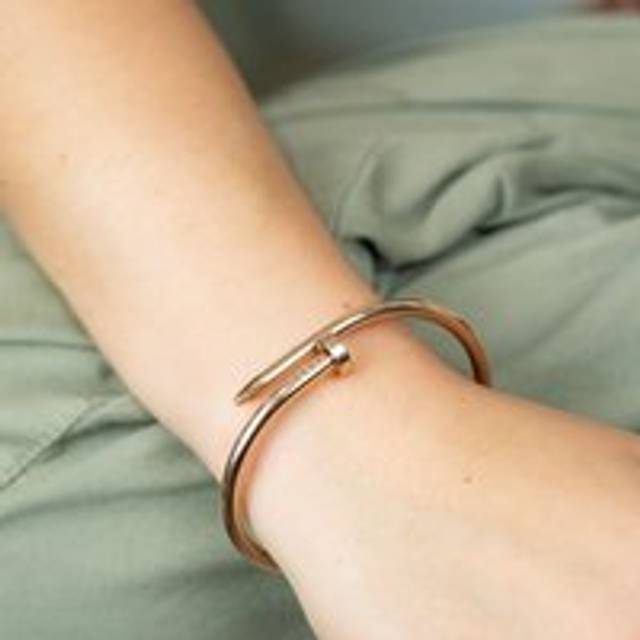 18ct Plated Handmade Nail Luxury Cuff Arm Bangle Bracelet - Rose Gold - One Size