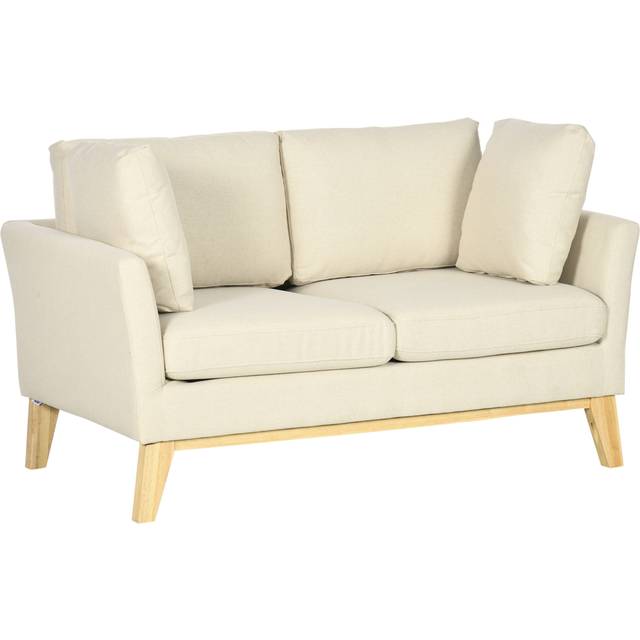Soffa 2-sits Scandinavian Design Träram Beige 137 x 78 x 78 cm