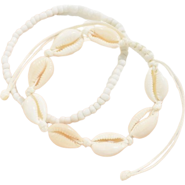 SHEIN 2pcs Shell & Bead Decor Anklet