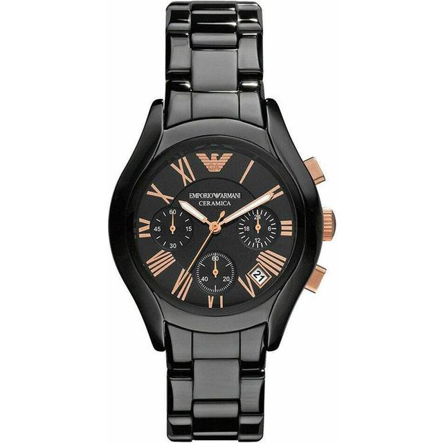 Emporio Armani Ceramic Chronograph Black Dial Ladies Watch AR1411