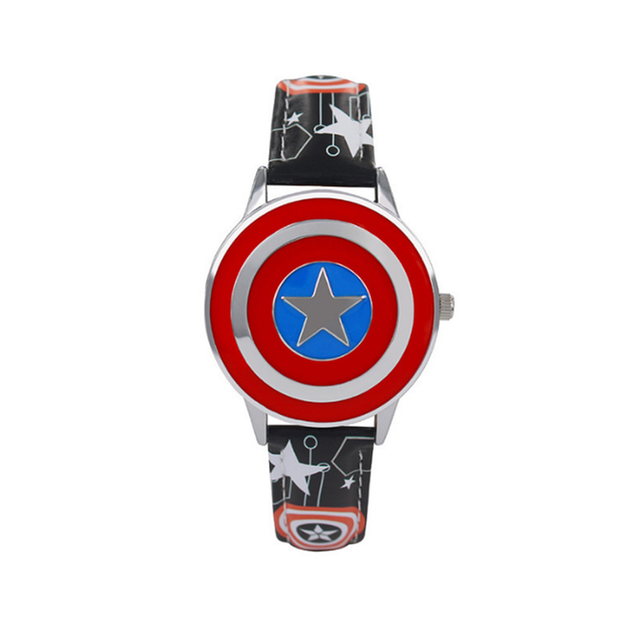 Veile Studios Creative Captain America Shield Watch Flip Quartz Boy Child 3 Children's Watches