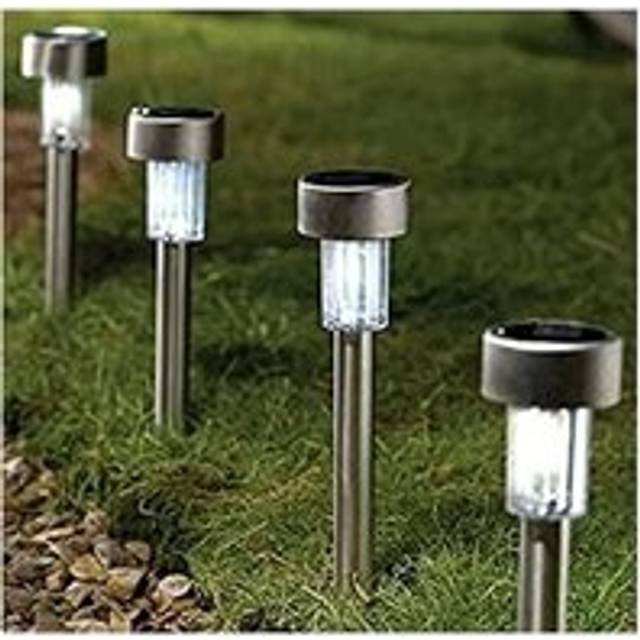 10 x Solar led Stainless Steel Pathway Security Lights for The Garden, Waterproof Lighting Stake Lights