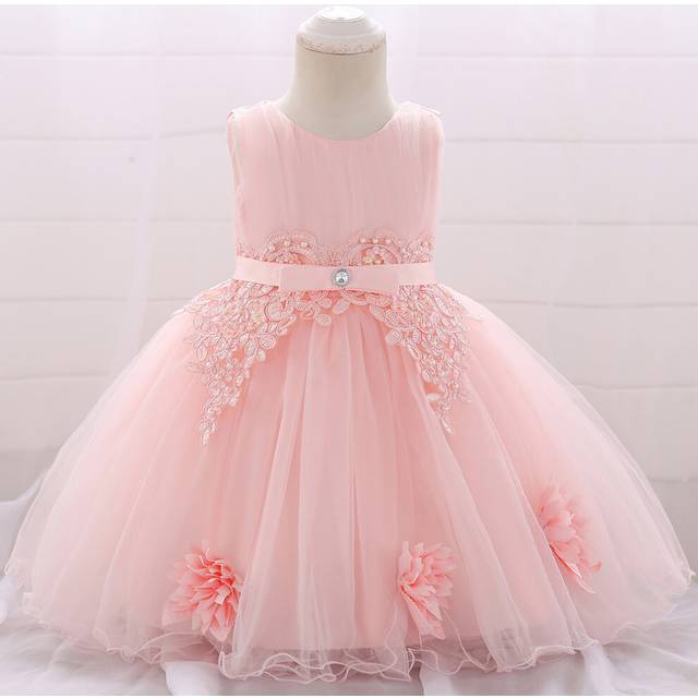 (Pink, 1-2Years) Baby Kids Girls applique princess dress Party UK